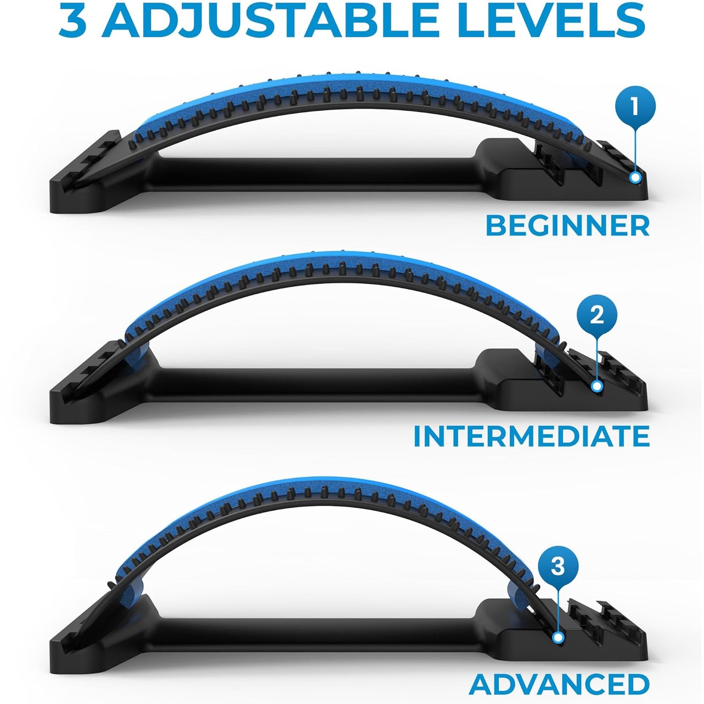 Adjustable Back Stretcher for Lower Back Pain Relief - Spine Decompression Device with Lumbar Support, 88 Acupressure Nodes, and Memory Foam Pad
