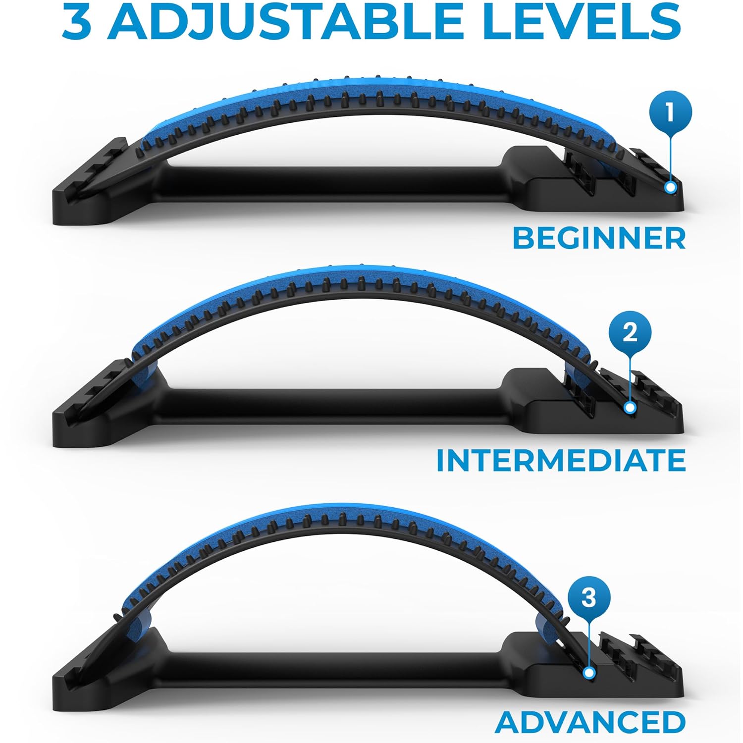 Adjustable Back Stretcher for Lower Back Pain Relief - Spine Decompression Device with Lumbar Support, 88 Acupressure Nodes, and Memory Foam Pad