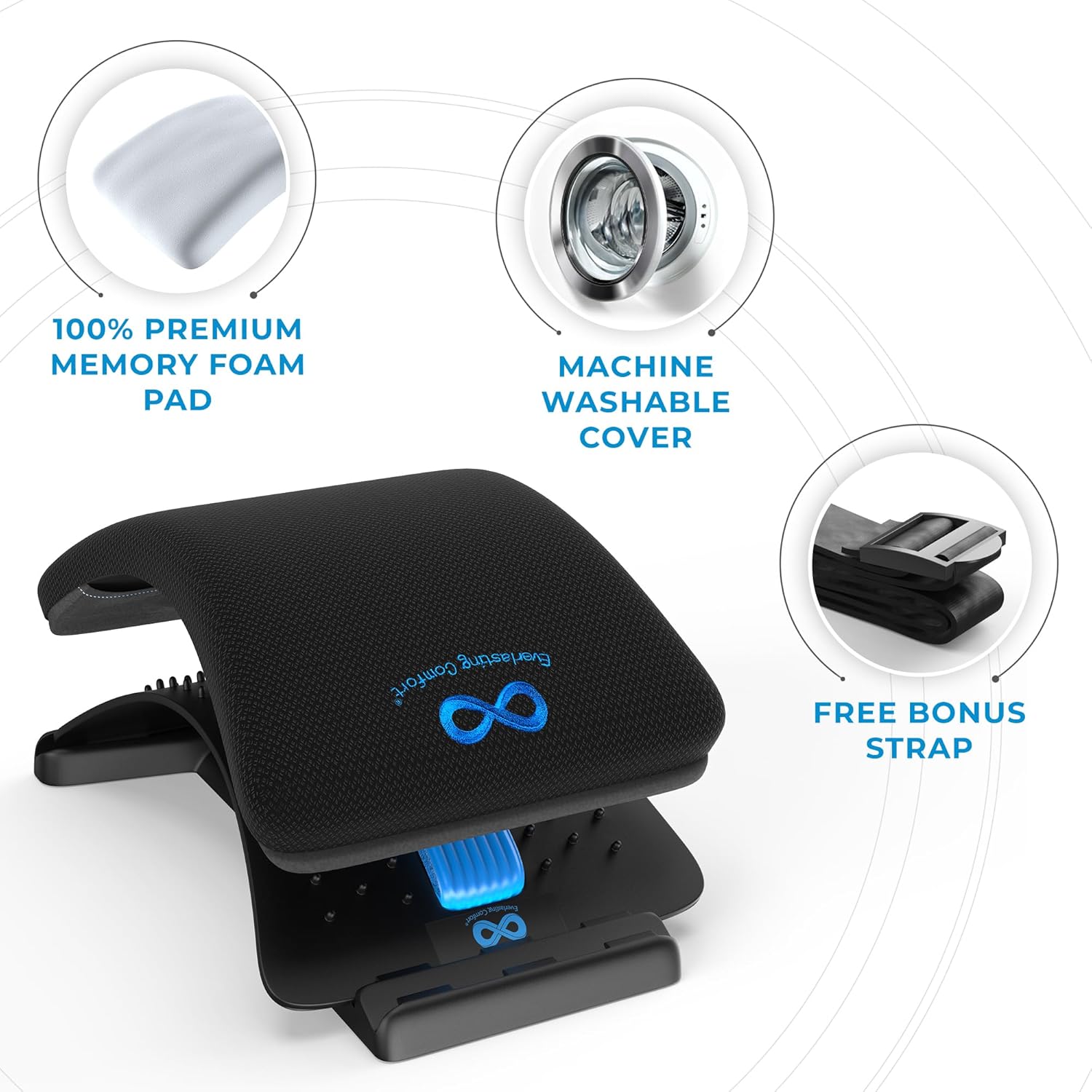 Adjustable Back Stretcher for Lower Back Pain Relief - Spine Decompression Device with Lumbar Support, 88 Acupressure Nodes, and Memory Foam Pad